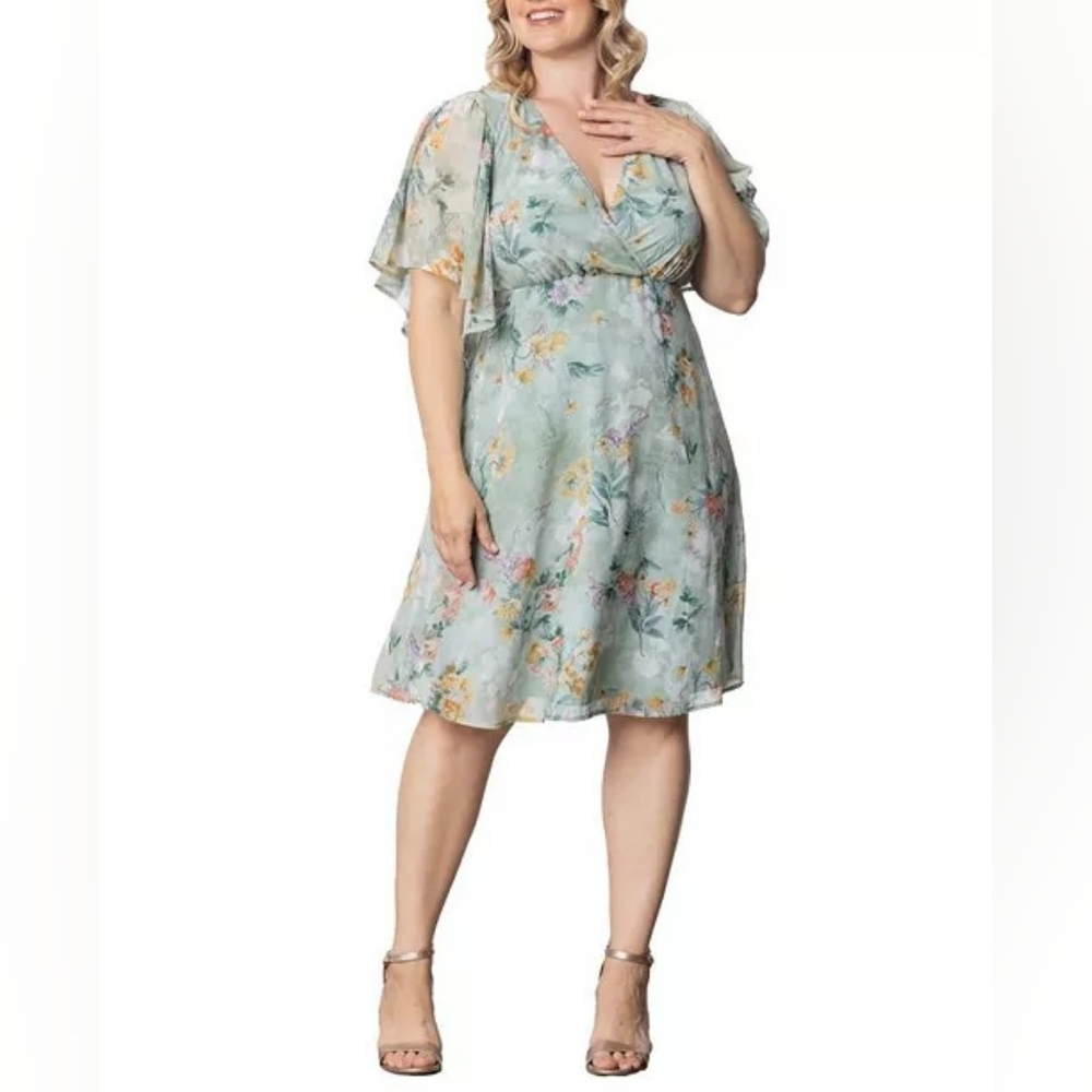 Kiyonna Pastel Floral Midi Dress